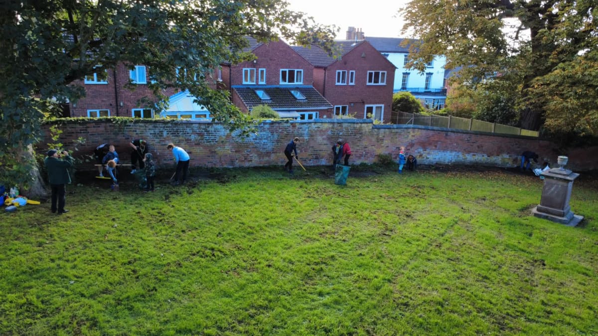 Oulton Scouts Clear Overgrown Headstones at Stone Churchyard — Stone news photo (A Little Bit of Stone)